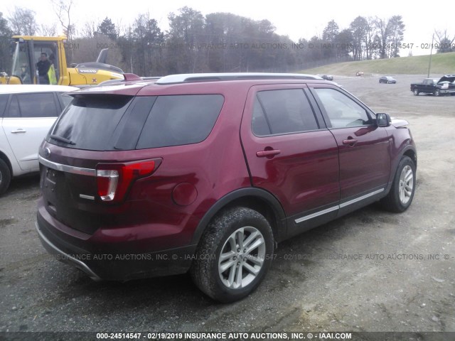 1FM5K7DHXHGA66658 - 2017 FORD EXPLORER XLT MAROON photo 4