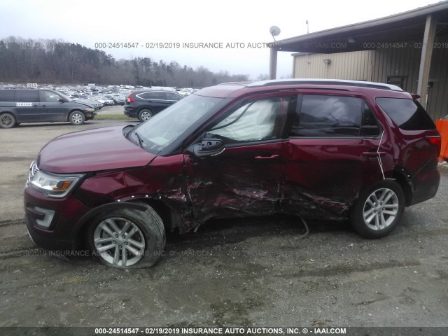 1FM5K7DHXHGA66658 - 2017 FORD EXPLORER XLT MAROON photo 6