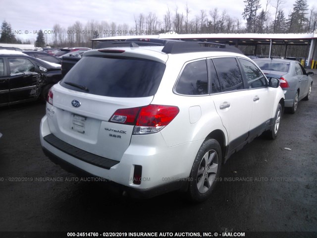 4S4BRDSCXD2282232 - 2013 SUBARU OUTBACK 3.6R LIMITED WHITE photo 4