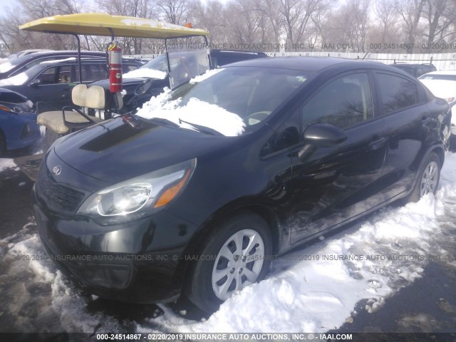 KNADM4A32D6211576 - 2013 KIA RIO LX BLACK photo 2