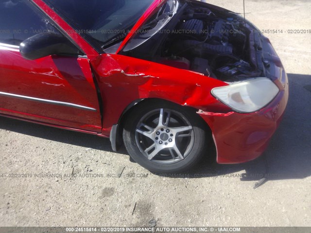 1HGES16485L000674 - 2005 HONDA CIVIC DX RED photo 6