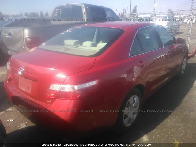 4T1BK46K39U078521 - 2009 TOYOTA CAMRY SE/LE/XLE RED photo 4