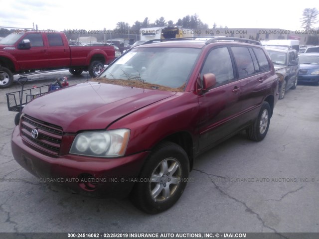 JTEHF21A720069044 - 2002 TOYOTA HIGHLANDER LIMITED RED photo 2