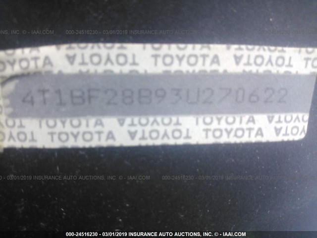 4T1BF28B93U270622 - 2003 TOYOTA AVALON XL/XLS GRAY photo 9