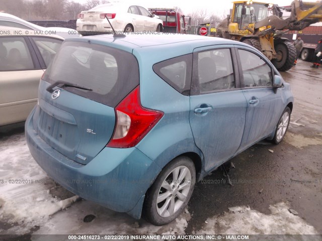 3N1CE2CP3EL353896 - 2014 NISSAN VERSA NOTE S/S PLUS/SV/SL Light Blue photo 4