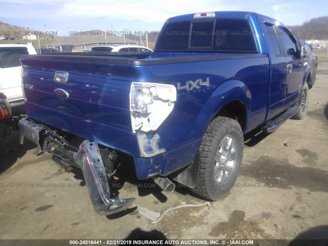 1FTFX1ET1CFA19379 - 2012 FORD F150 SUPER CAB BLUE photo 4