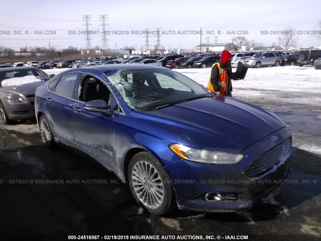 3FA6P0RU3ER127009 - 2014 FORD FUSION TITANIUM HEV BLUE photo 1