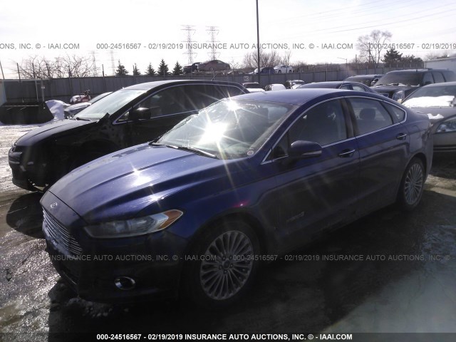 3FA6P0RU3ER127009 - 2014 FORD FUSION TITANIUM HEV BLUE photo 2