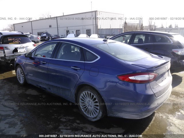 3FA6P0RU3ER127009 - 2014 FORD FUSION TITANIUM HEV BLUE photo 3