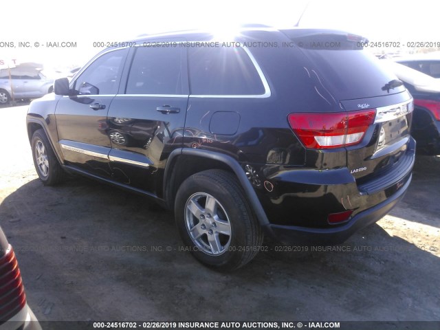 1C4RJEAG7CC290687 - 2012 JEEP GRAND CHEROKEE LAREDO BLACK photo 3