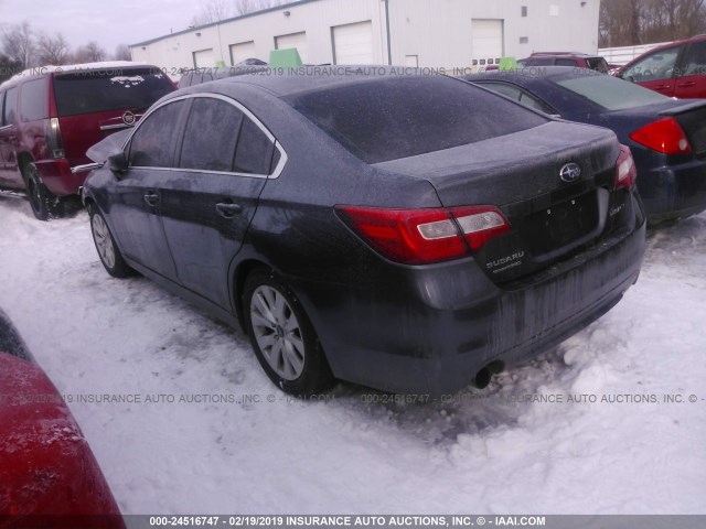 4S3BNBC67F3041108 - 2015 SUBARU LEGACY 2.5I PREMIUM GRAY photo 3