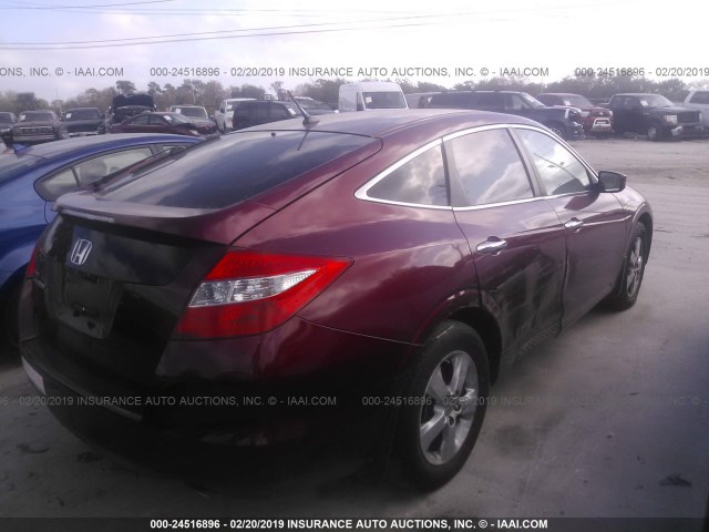 5J6TF1H34BL002703 - 2011 HONDA ACCORD CROSSTOUR EX BURGUNDY photo 4