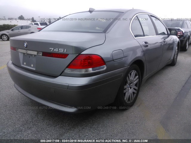 WBAGL63482DP55218 - 2002 BMW 745 I GRAY photo 4