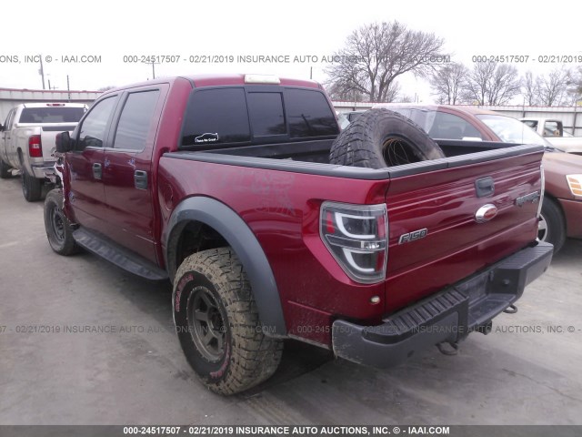 1FTFW1R62EFB76347 - 2014 FORD F150 SVT RAPTOR RED photo 3