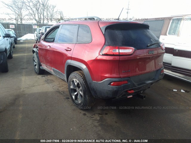 1C4PJMBSXFW634343 - 2015 JEEP CHEROKEE TRAILHAWK 红色 照片 3