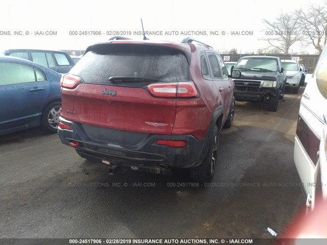 1C4PJMBSXFW634343 - 2015 JEEP CHEROKEE TRAILHAWK 红色 照片 4