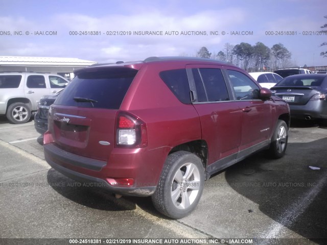 1C4NJCEB3ED518053 - 2014 JEEP COMPASS LATITUDE RED photo 4