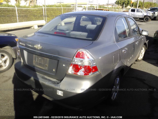 KL1TG56638B243763 - 2008 CHEVROLET AVEO LT GRAY photo 4