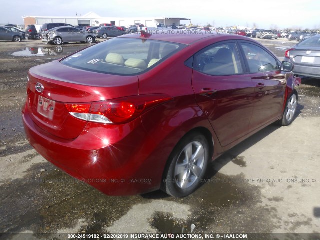 KMHDH4AE8DU638471 - 2013 HYUNDAI ELANTRA GLS/LIMITED RED photo 4