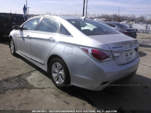 KMHEC4A46FA137996 - 2015 HYUNDAI SONATA HYBRID/LIMITED SILVER photo 3