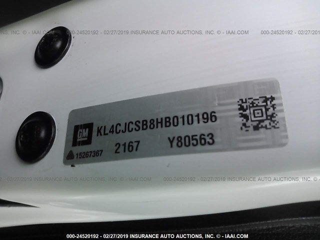 KL4CJCSB8HB010196 - 2017 BUICK ENCORE ESSENCE WHITE photo 9