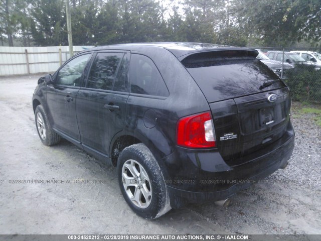 2FMDK3JC4DBB55348 - 2013 FORD EDGE SEL BLACK photo 3