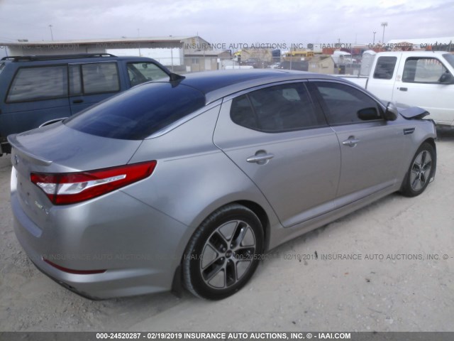 KNAGM4AD2D5041523 - 2013 KIA OPTIMA HYBRID GRAY photo 4