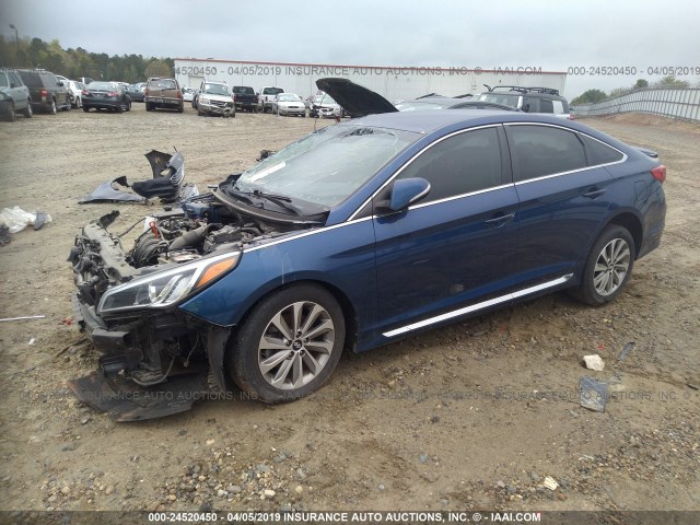 5NPE34AFXFH076053 - 2015 HYUNDAI SONATA SPORT/LIMITED BLUE photo 2