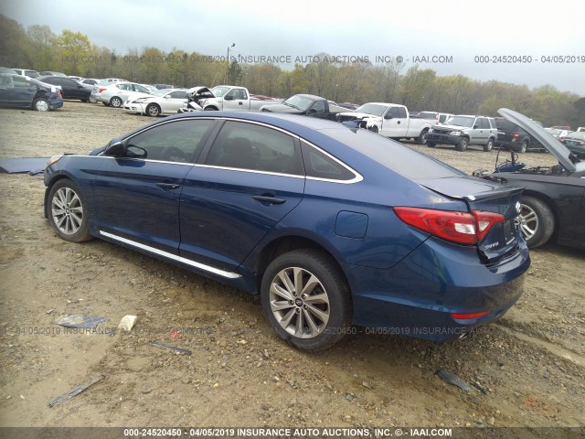 5NPE34AFXFH076053 - 2015 HYUNDAI SONATA SPORT/LIMITED BLUE photo 3