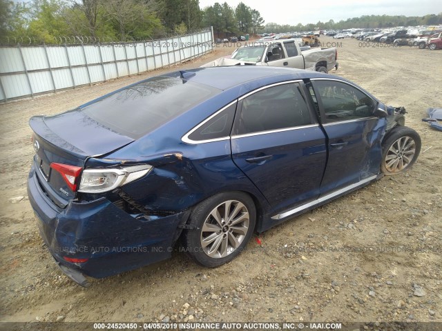 5NPE34AFXFH076053 - 2015 HYUNDAI SONATA SPORT/LIMITED BLUE photo 4