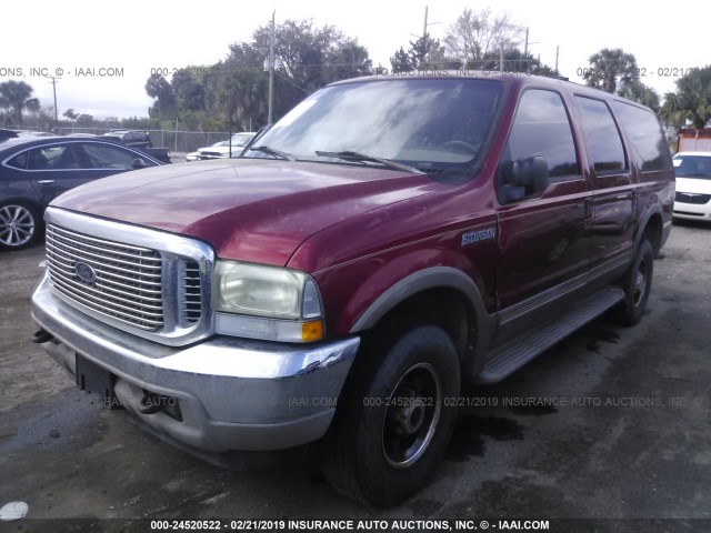 1FMNU43S4YEA05209 - 2000 FORD EXCURSION LIMITED RED photo 2