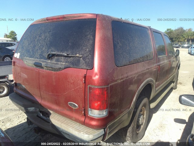 1FMNU43S4YEA05209 - 2000 FORD EXCURSION LIMITED RED photo 4
