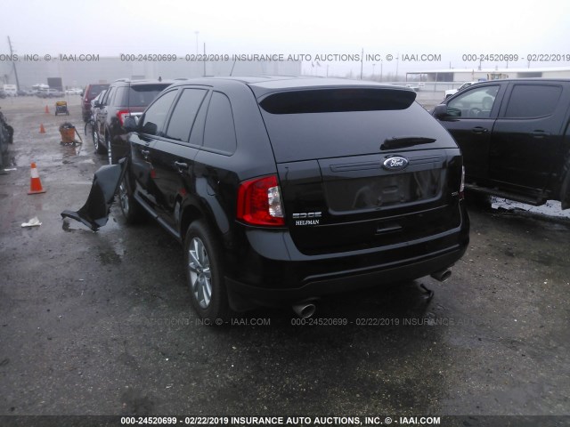 2FMDK3JC5EBB85623 - 2014 FORD EDGE SEL BLACK photo 3