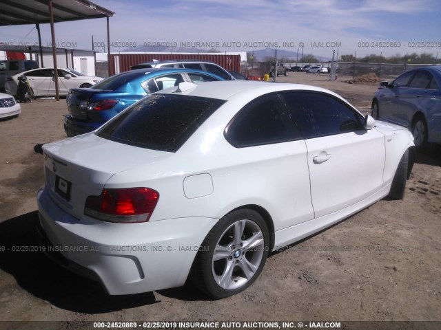 WBAUP73598VF09886 - 2008 BMW 128 I WHITE photo 4