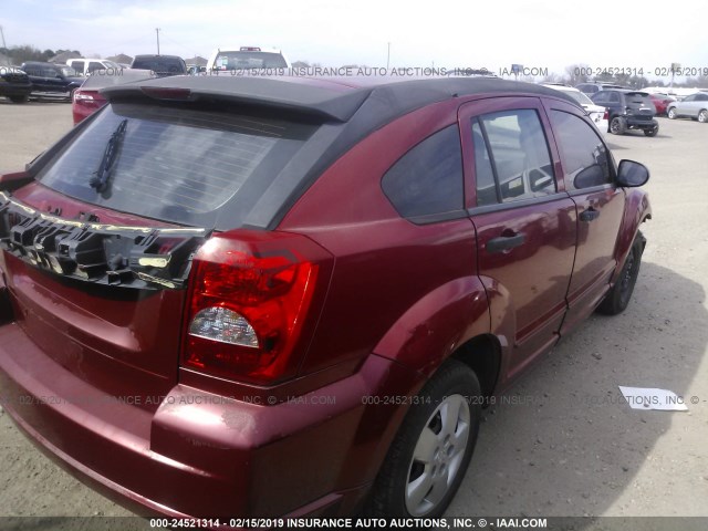 1B3HB28BX7D376711 - 2007 DODGE CALIBER RED photo 4