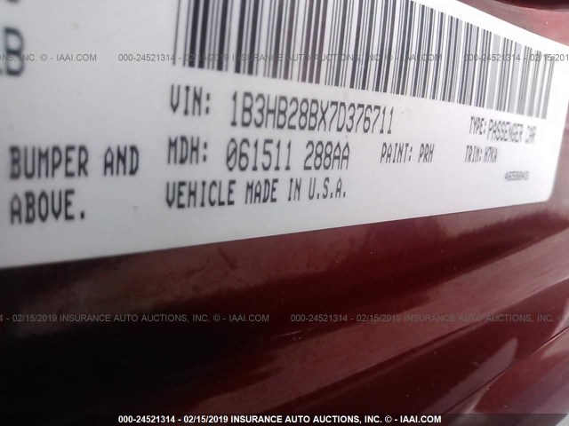 1B3HB28BX7D376711 - 2007 DODGE CALIBER RED photo 9