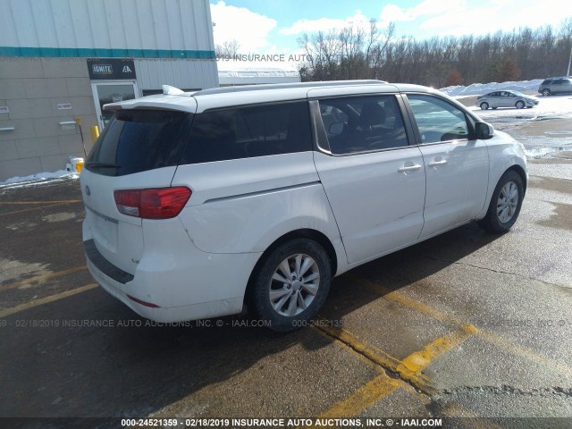 KNDMB5C16G6100270 - 2016 KIA SEDONA LX WHITE photo 4