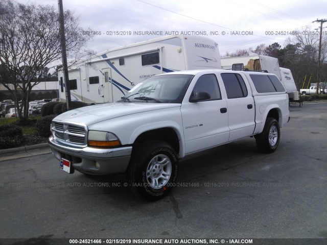 1B7HG2AN41S299230 - 2001 DODGE DAKOTA QUAD WHITE photo 2