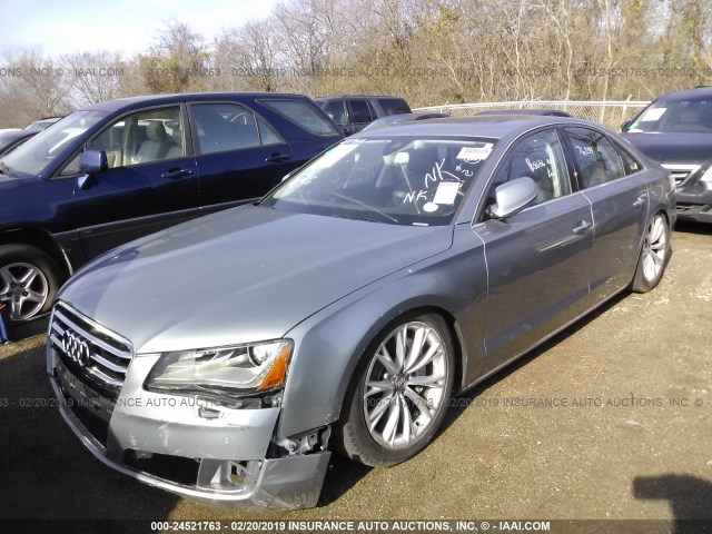 WAUAGAFD2DN012205 - 2013 AUDI A8 QUATTRO GRAY photo 2