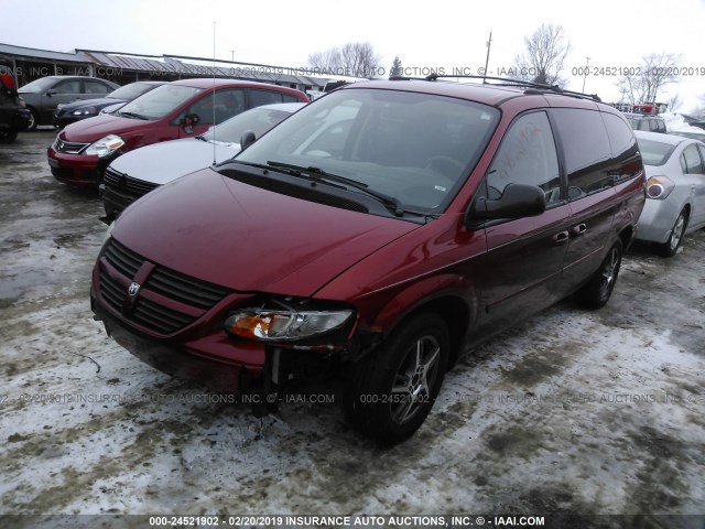 2D4GP44L55R462396 - 2005 DODGE GRAND CARAVAN SXT BURGUNDY photo 2