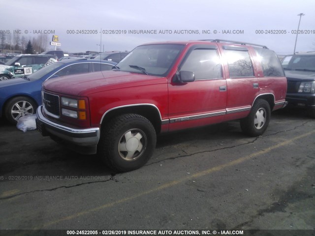 1GKEK13RXXJ718230 - 1999 GMC YUKON RED photo 2