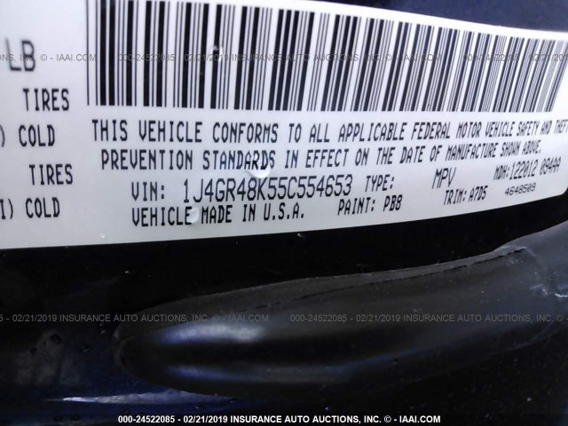 1J4GR48K55C554653 - 2005 JEEP GRAND CHEROKEE LAREDO/COLUMBIA/FREEDOM 蓝色 照片 9