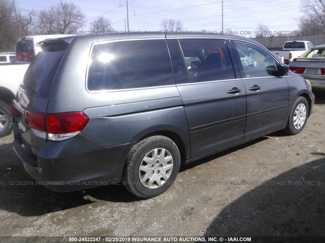 5FNRL3H2XAB110160 - 2010 HONDA ODYSSEY LX GRAY photo 4