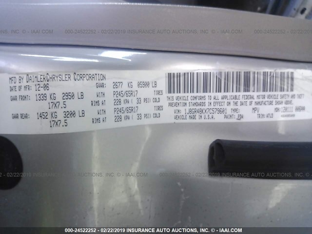 1J8GR48KX7C579601 - 2007 JEEP GRAND CHEROKEE LAREDO/COLUMBIA/FREEDOM 金色 照片 9