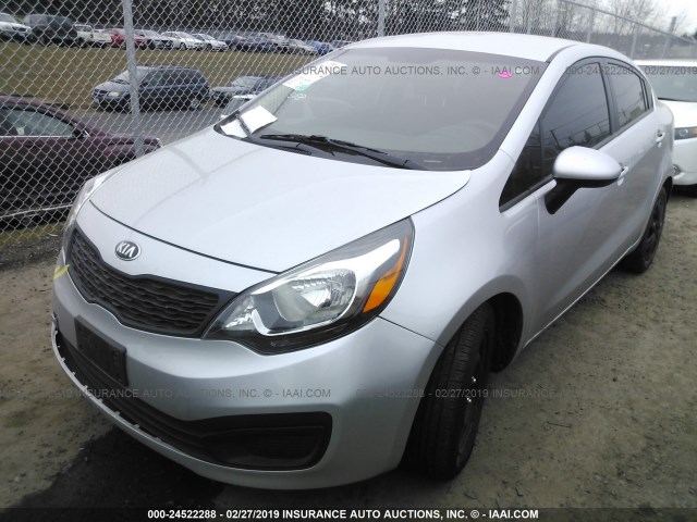 KNADM4A31D6177999 - 2013 KIA RIO LX SILVER photo 2