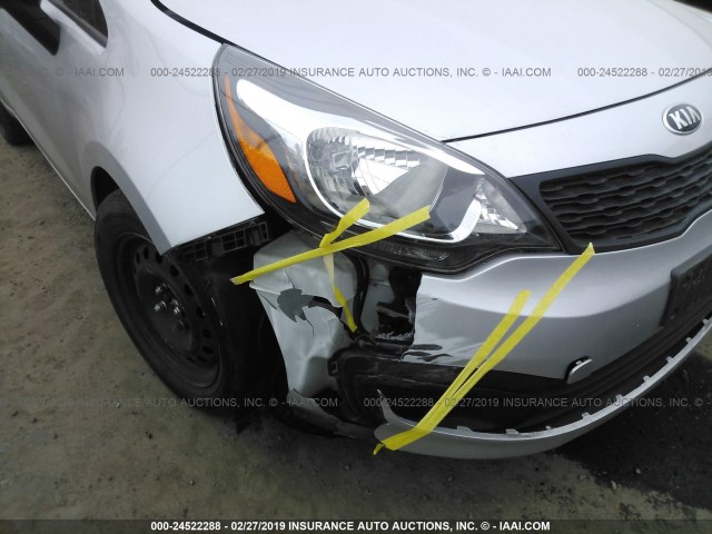 KNADM4A31D6177999 - 2013 KIA RIO LX SILVER photo 6