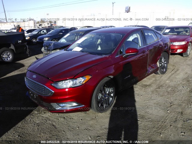 3FA6P0LU0JR286959 - 2018 FORD FUSION SE HYBRID RED photo 2