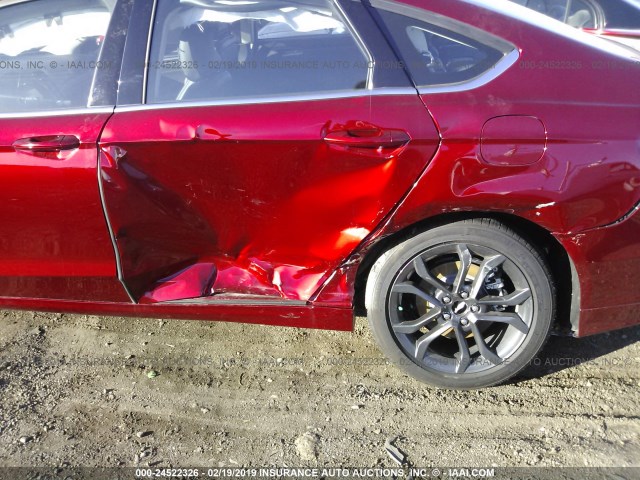 3FA6P0LU0JR286959 - 2018 FORD FUSION SE HYBRID RED photo 6