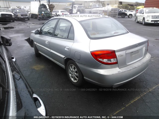 KNADC125046316358 - 2004 KIA RIO SILVER photo 3