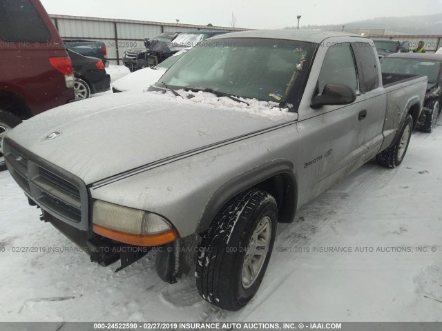 1B7GL12X32S538852 - 2002 DODGE DAKOTA SXT SILVER photo 2